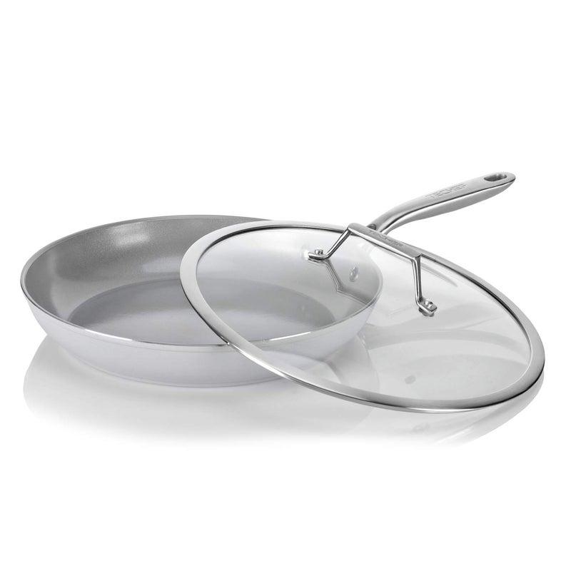 TECHEF - CeraTerra 12" Ceramic Nonstick Frying Pan Skillet with Glass Lid, (PTFE, PFAS, and PFOA Free), Dishwasher Oven Safe, Stainless Steel Handle, Induction-Ready, Made in Korea (12-in with Lid) - Image 1